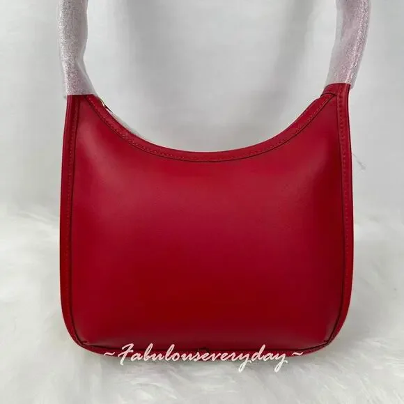 Coach Curve Zip Shoulder Bag Glovetanned Leather CAF11 Brass/Ruby Red NWT